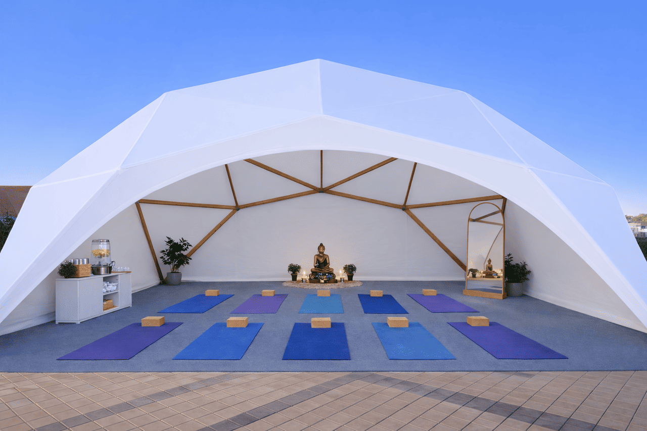 Wooden tent for sporting events